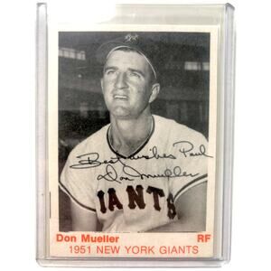 1975 TCMA 1951 New York Giants Don Mueller Autographed Baseball Card